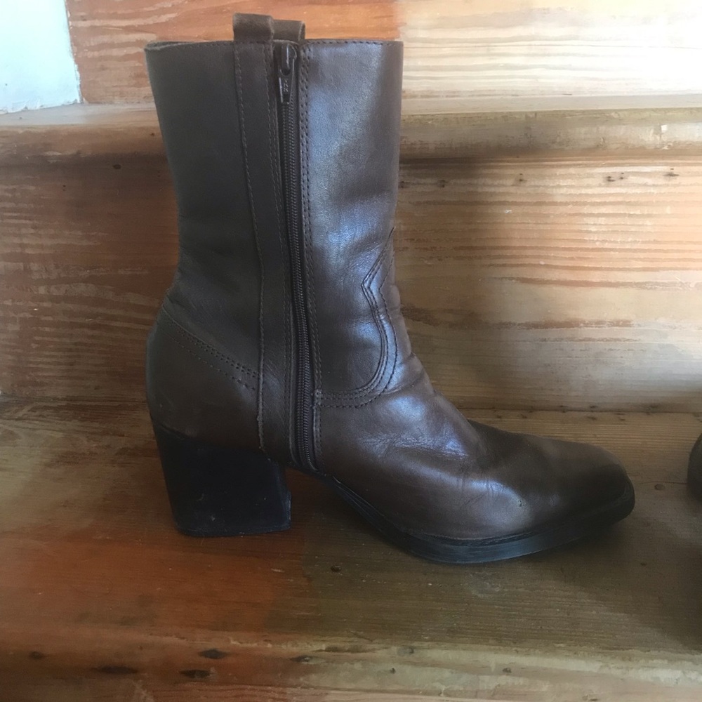 90s Maine Woods Womens Boots Size 8.5 M Brown cowboy Block Heel Vintage - Picture 3 of 7
